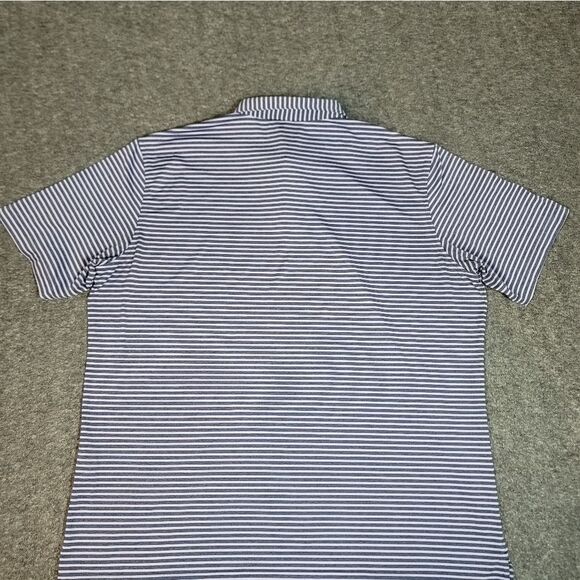 Peter Millar Crowm Craft Mens Golf Polo Shirt Size 2XL Purple Navy Blue Striped - Picture 2 of 12